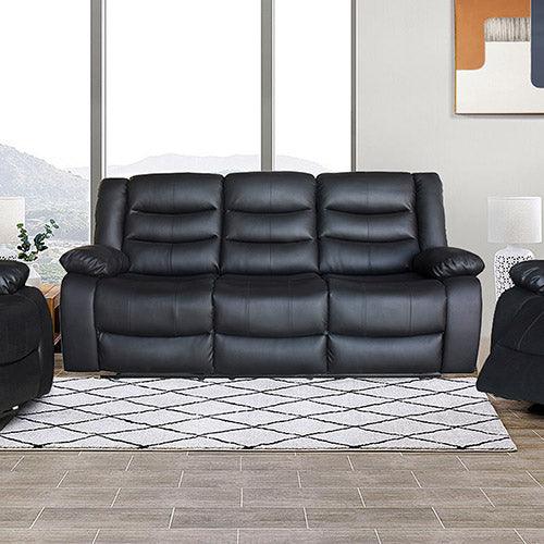 Buy 3 Seater Recliner Sofa In Faux Leather Lounge Couch in Black discounted | Products On Sale Australia