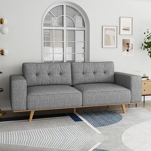 Buy 3 Seater Sofa Fabric Upholstery Grey Colour Pocket Spring Wooden Frame discounted | Products On Sale Australia