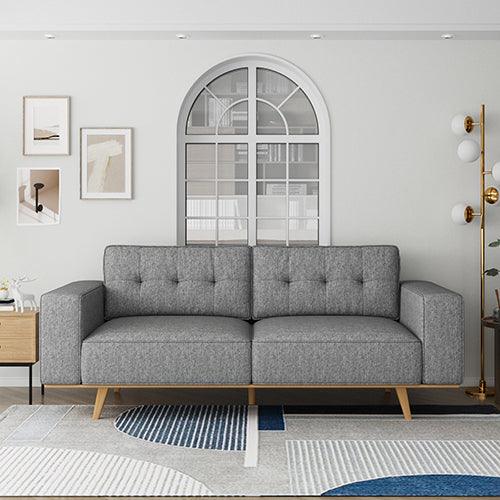 Buy 3 Seater Sofa Fabric Upholstery Grey Colour Pocket Spring Wooden Frame discounted | Products On Sale Australia