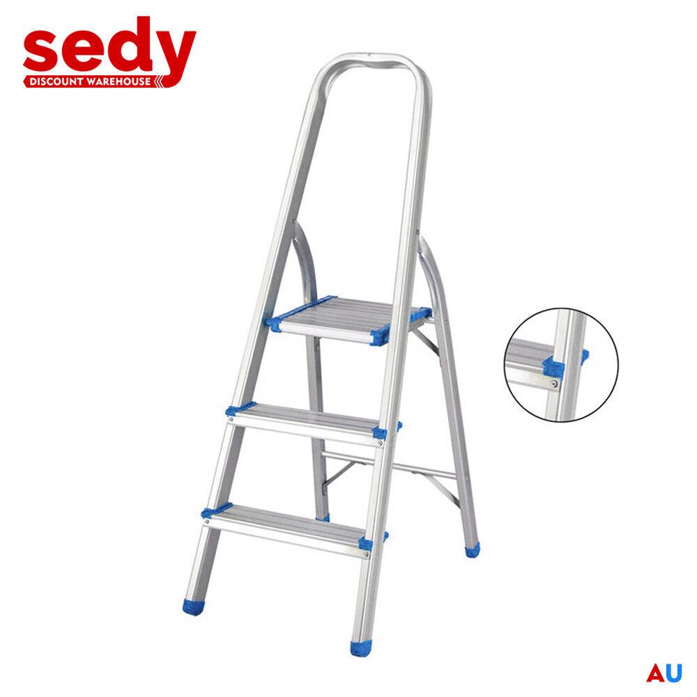 Buy 3-Step Ladder Multi Purpose Foldable Folding Aluminium Home Office Shop discounted | Products On Sale Australia