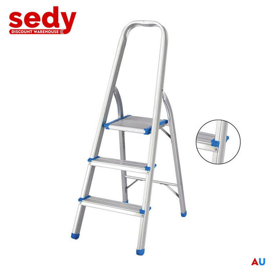 Buy 3-Step Ladder Multi Purpose Foldable Folding Aluminium Home Office Shop discounted | Products On Sale Australia