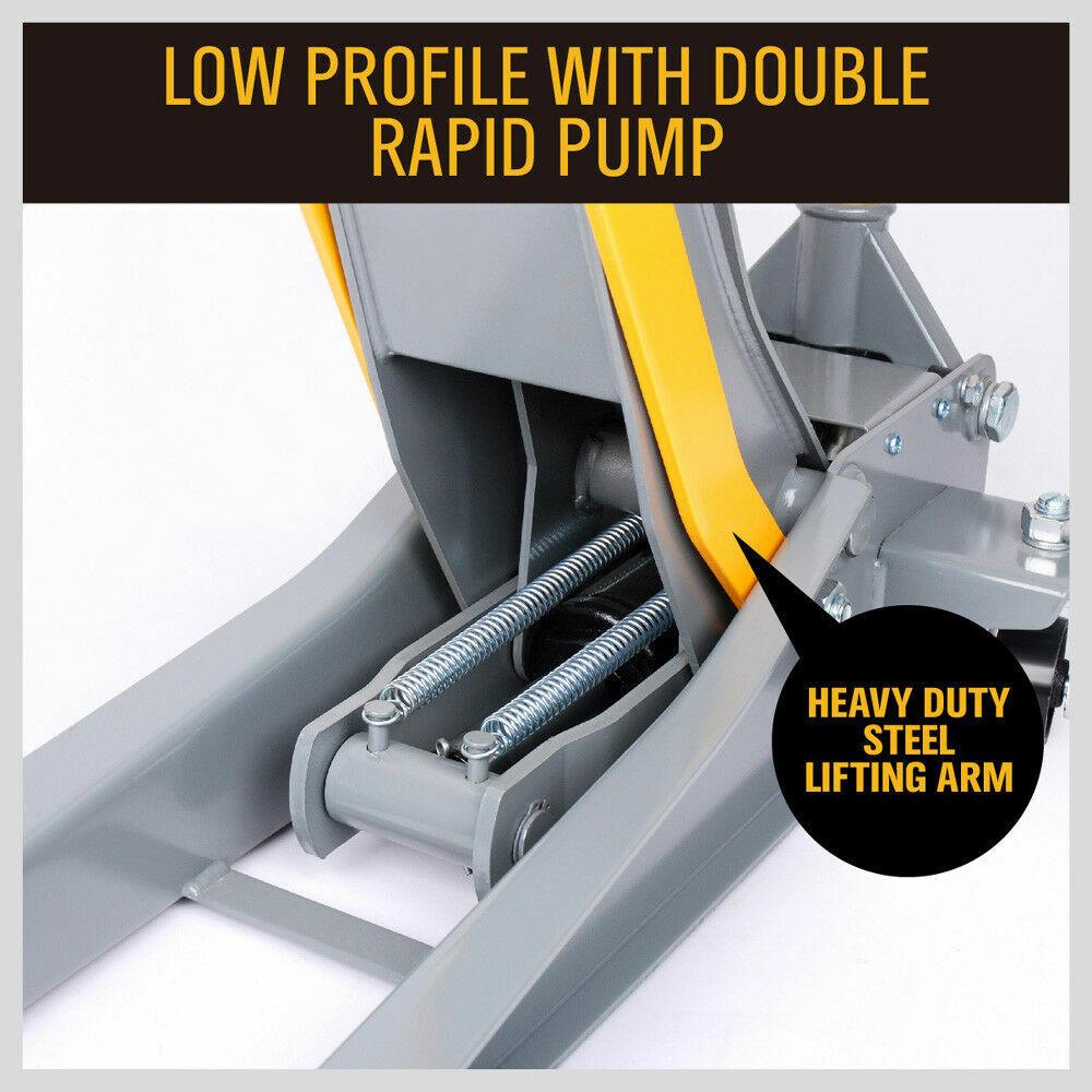 Buy 3-Ton Super Low Profile Hydraulic Floor Jack Car Trolley Quick Lift Dual Pump discounted | Products On Sale Australia