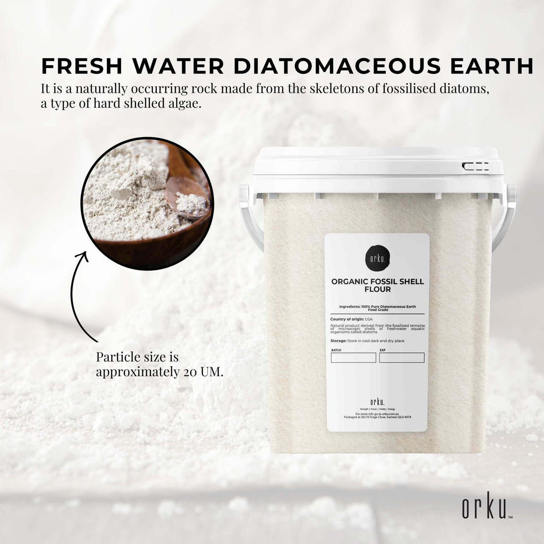 Buy 300g Organic Fine Diatomaceous Earth Tub - Food Grade Fossil Shell Flour Powder discounted | Products On Sale Australia