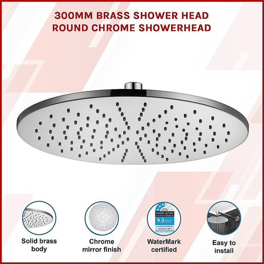 Buy 300mm Brass Shower Head Round Chrome Showerhead discounted | Products On Sale Australia