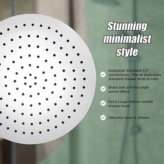 Buy 300mm Shower Head Round 304SS Chrome Showerhead discounted | Products On Sale Australia