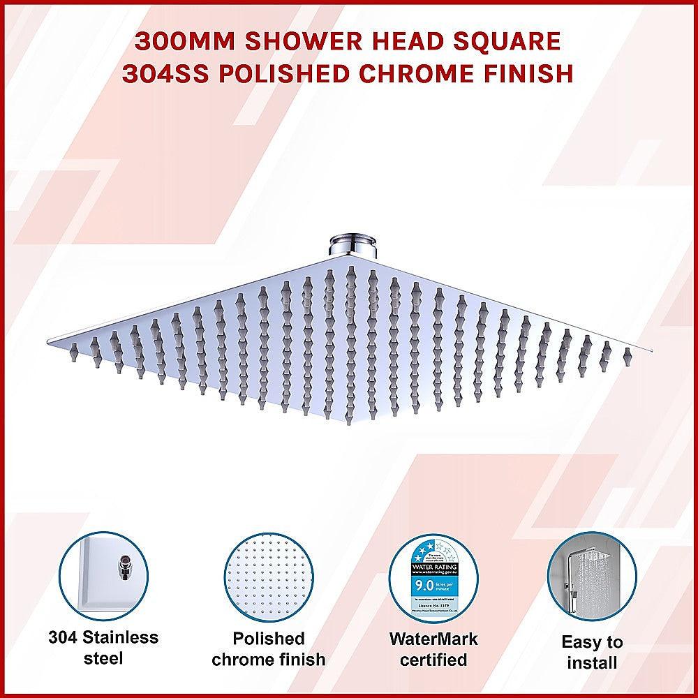 Buy 300mm Shower Head Square 304SS Polished Chrome Finish discounted | Products On Sale Australia