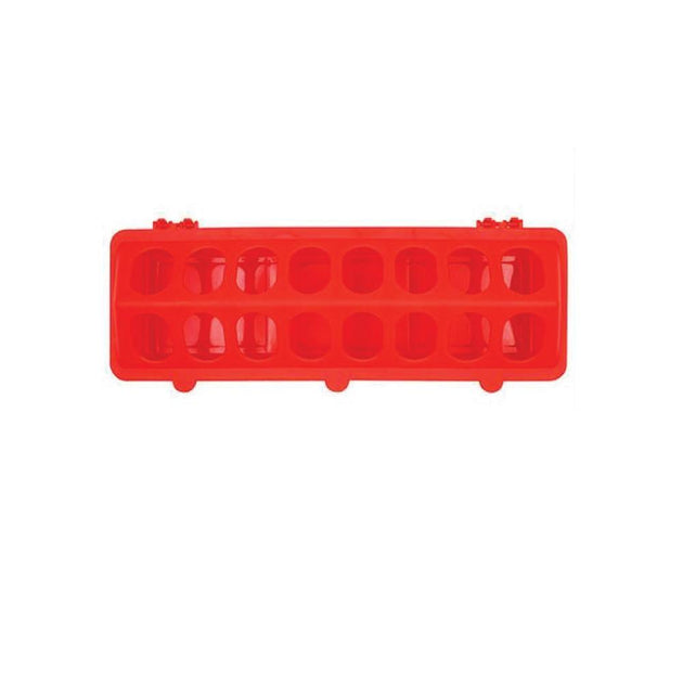 Buy 30cm Long Poultry Feeder Feeding Trough Chicken Chick Red Plastic Flip Top Container discounted | Products On Sale Australia