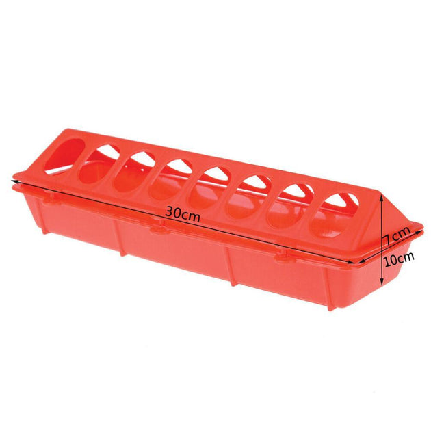 Buy 30cm Long Poultry Feeder Feeding Trough Chicken Chick Red Plastic Flip Top Container discounted | Products On Sale Australia