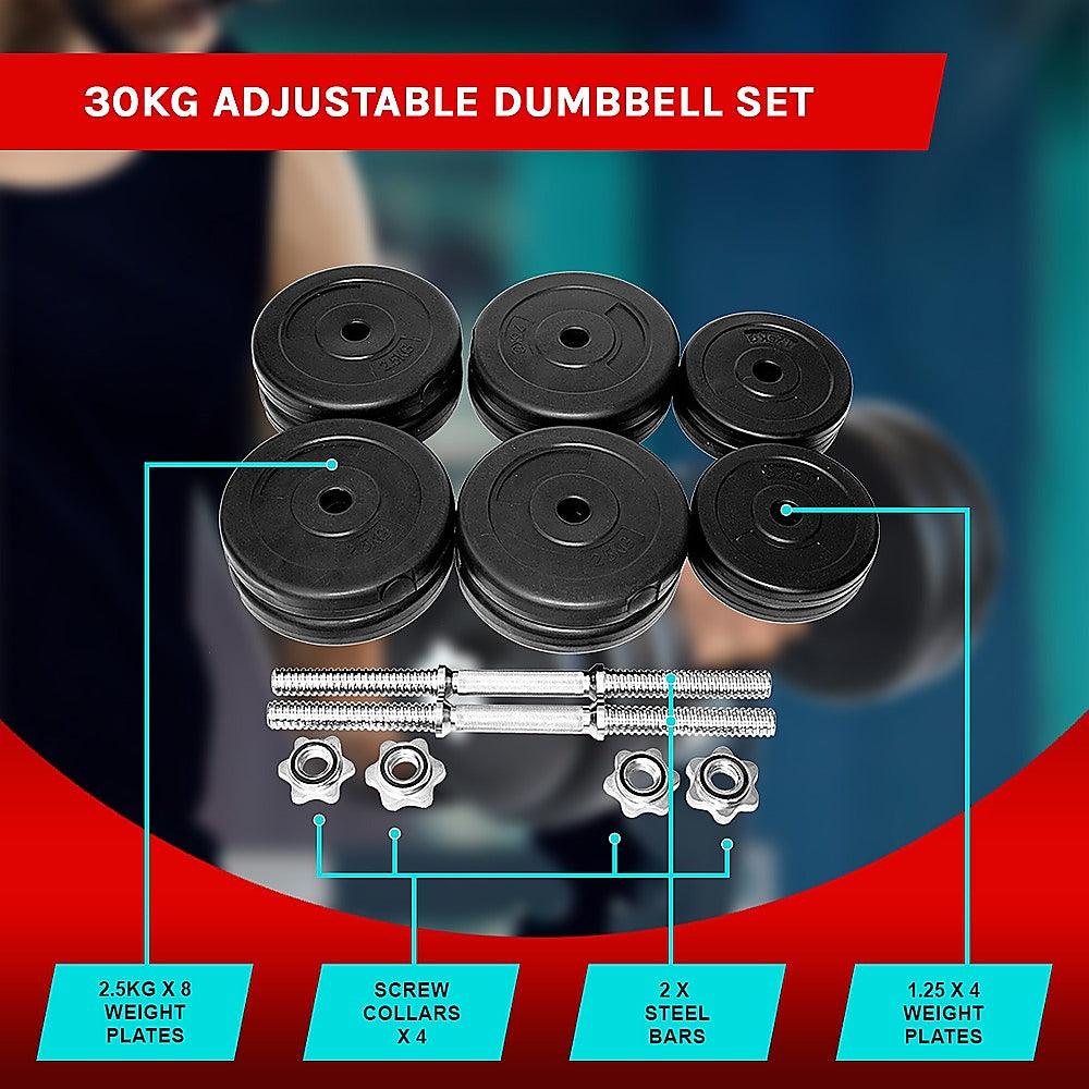 Buy 30KG Dumbbell Adjustable Weight Set discounted | Products On Sale Australia