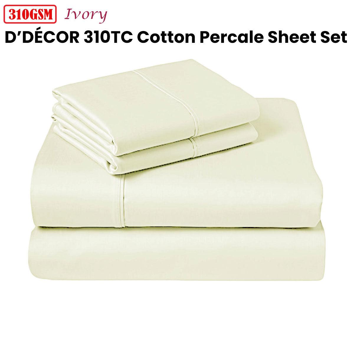 Buy 310TC Fusion Cotton Percale Sheet Set Ivory King discounted | Products On Sale Australia