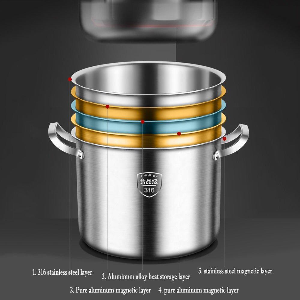 Buy 316 Stainless Steel 2.5mm Thick Soup Pot 28cm Inner Diameter Healthy Cooking discounted | Products On Sale Australia