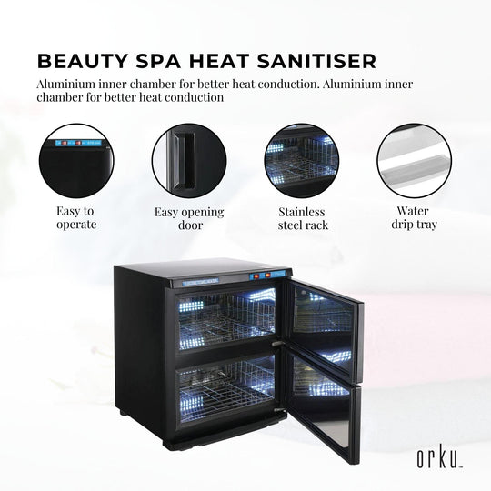 Buy 32L Black UV Electric Towel Warmer Steriliser Cabinet Beauty Spa Heat Sanitiser discounted | Products On Sale Australia