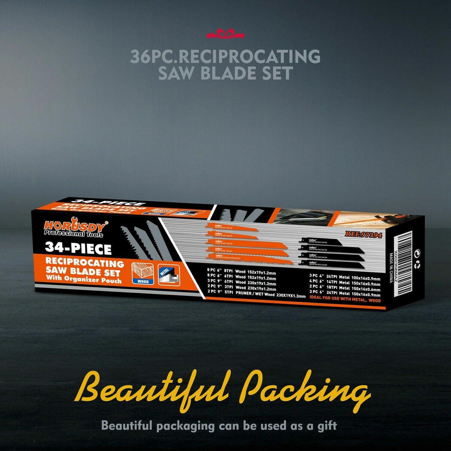 Buy 34-Piece Reciprocating Saw Blade Set Wood and Metal Cutting Blades with Storage Pouch discounted | Products On Sale Australia