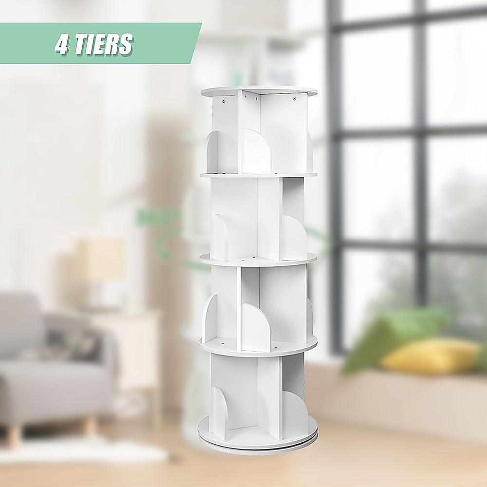 Buy 360-degree Rotating 4 Tier Display Shelf Bookcase Organiser discounted | Products On Sale Australia