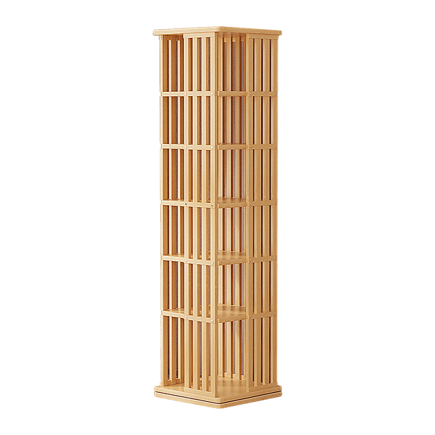 Buy 360 Rotating Bookshelf Bamboo Storage Display Rack Shelving in Wood discounted | Products On Sale Australia