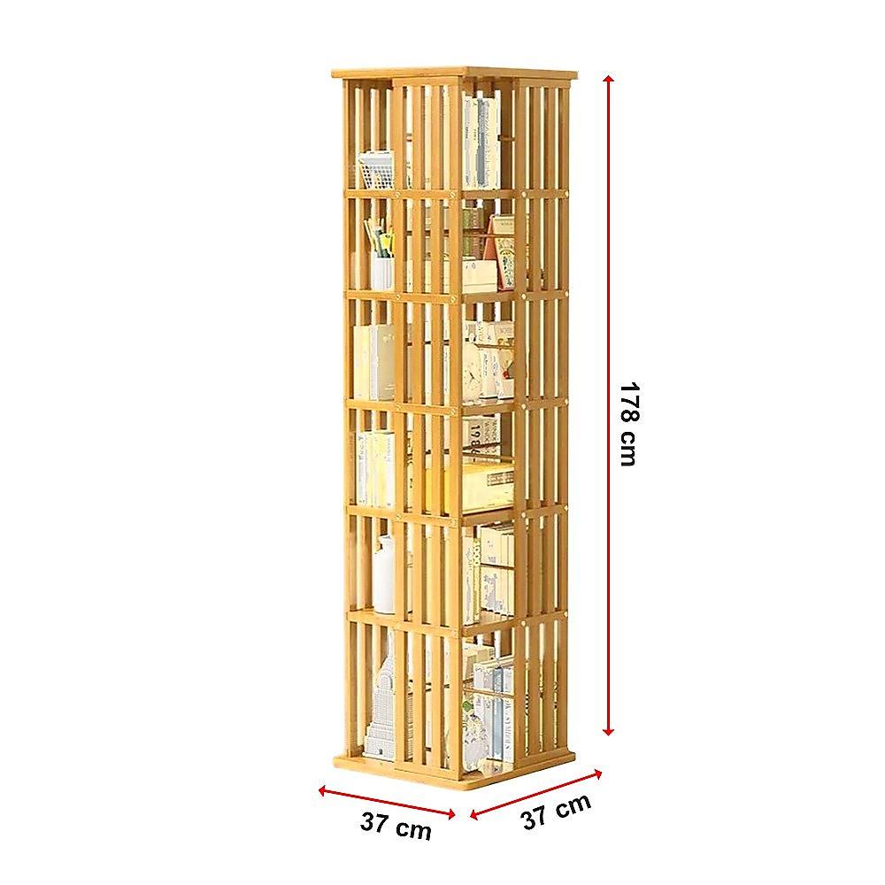 Buy 360 Rotating Bookshelf Bamboo Storage Display Rack Shelving in Wood discounted | Products On Sale Australia