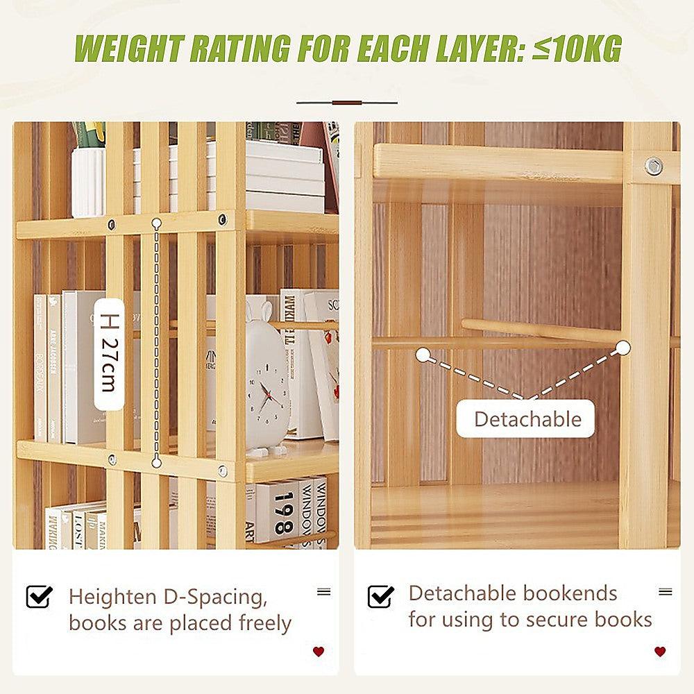 Buy 360 Rotating Bookshelf Bamboo Storage Display Rack Shelving in Wood discounted | Products On Sale Australia