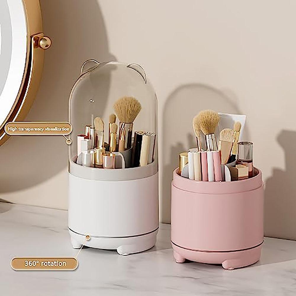 Buy 360° Rotating Makeup Brush Bucket Transparent Dust-proof Cosmetic Storage Box(pink) discounted | Products On Sale Australia