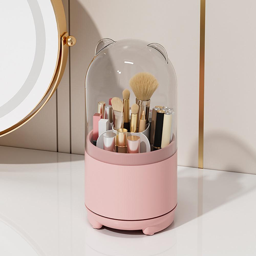 Buy 360° Rotating Makeup Brush Bucket Transparent Dust-proof Cosmetic Storage Box(pink) discounted | Products On Sale Australia