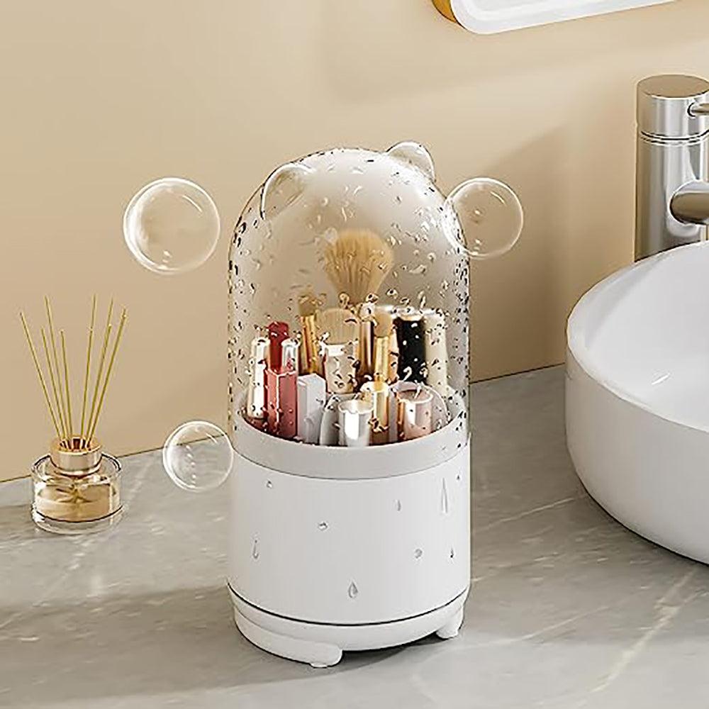 Buy 360° Rotating Makeup Brush Bucket Transparent Dust-proof Cosmetic Storage Box(White) discounted | Products On Sale Australia