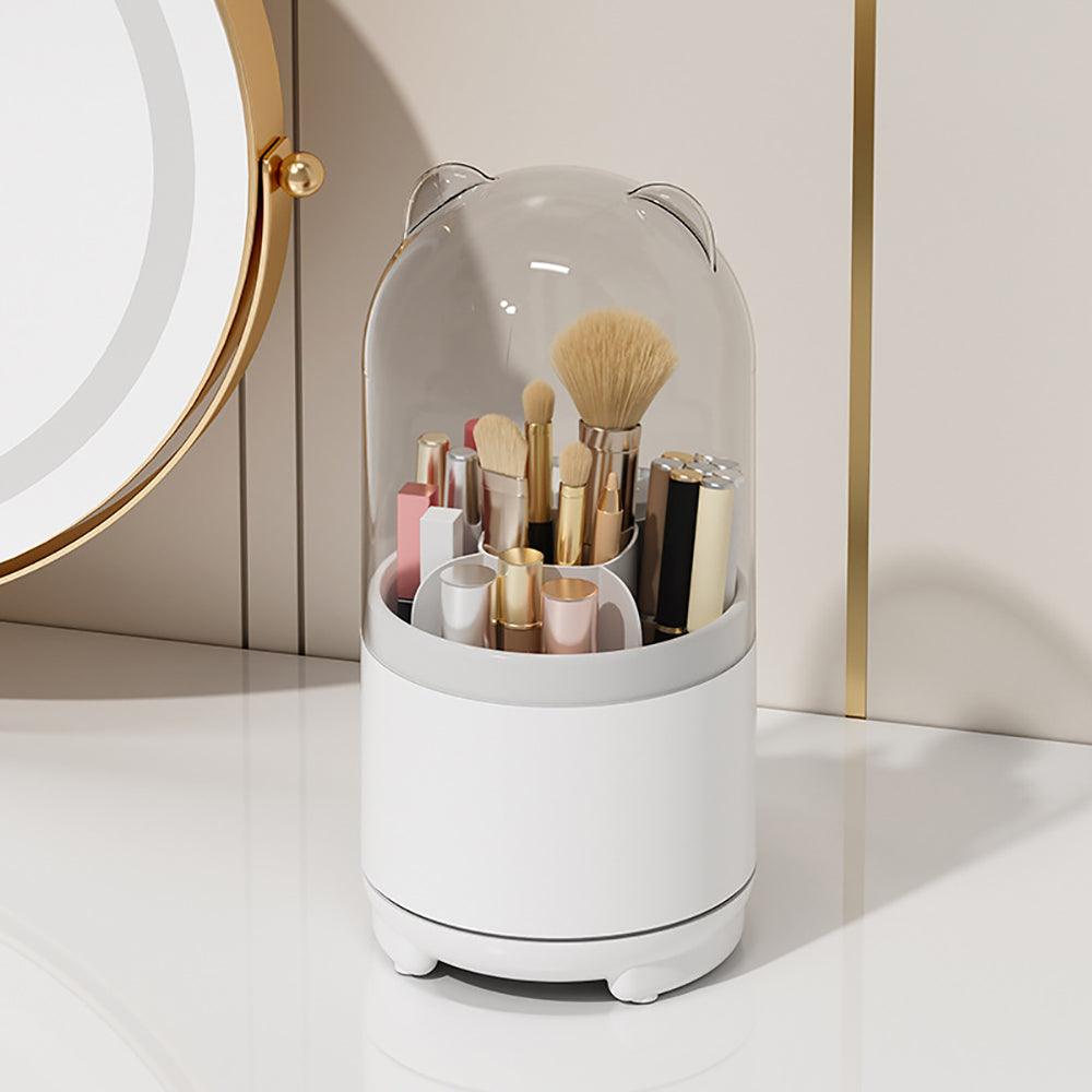 Buy 360° Rotating Makeup Brush Bucket Transparent Dust-proof Cosmetic Storage Box(White) discounted | Products On Sale Australia