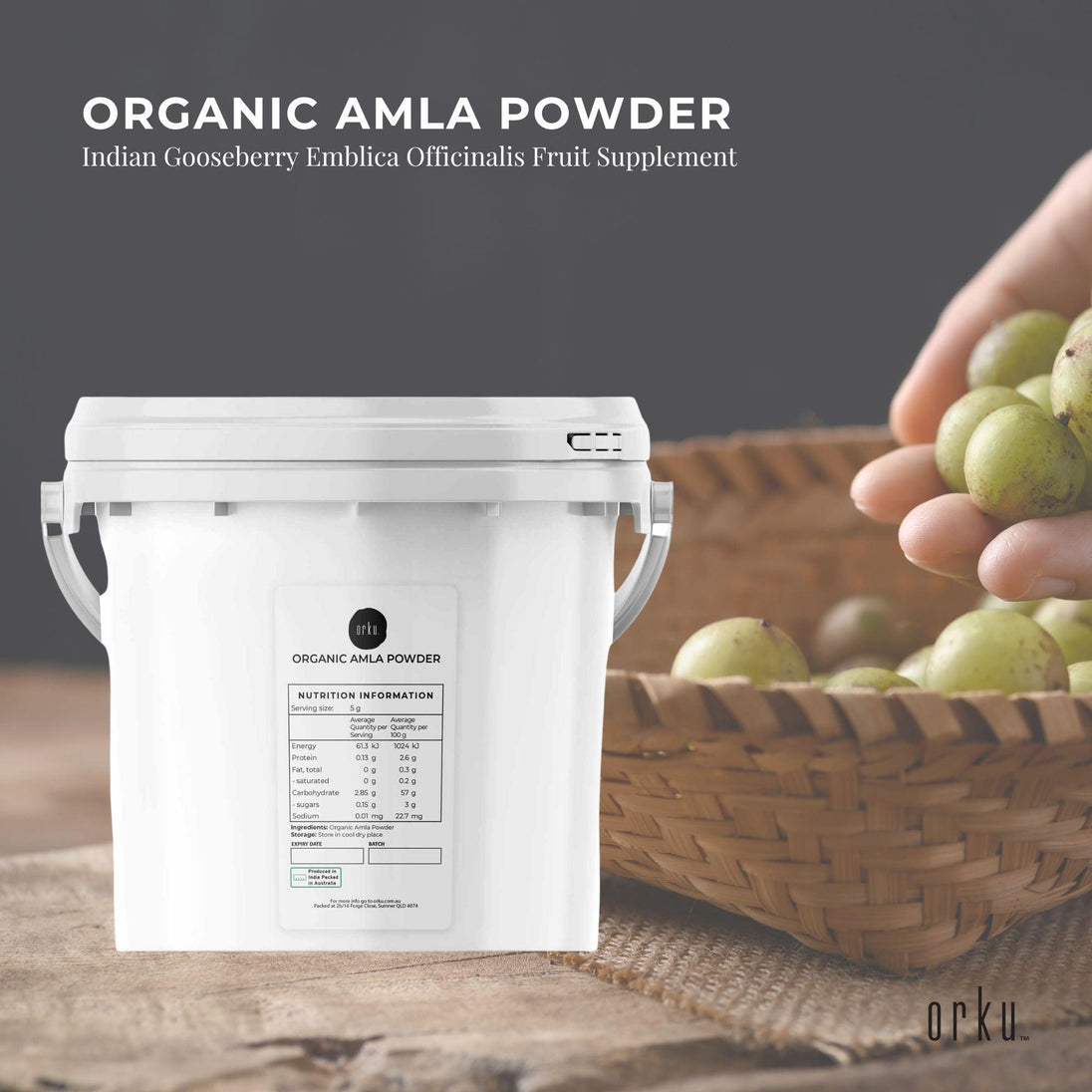 Buy 3Kg Organic Amla Powder Tub Indian Gooseberry Emblica Officinalis Supplement discounted | Products On Sale Australia