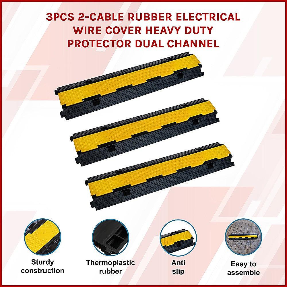 Buy 3pcs 2-Cable Rubber Electrical Wire Cover Heavy Duty Protector Dual Channel discounted | Products On Sale Australia