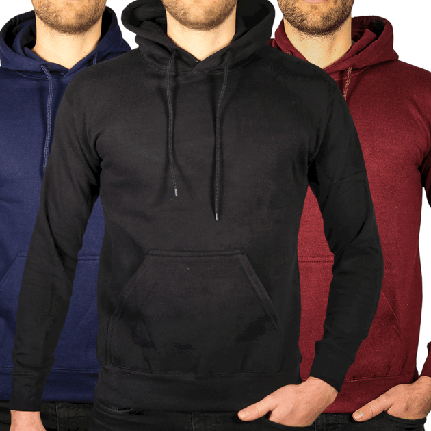 Buy 3x Adult Mens 100% Cotton Fleece Hoodie Jumper Pullover Sweater Warm Sweatshirt - L discounted | Products On Sale Australia