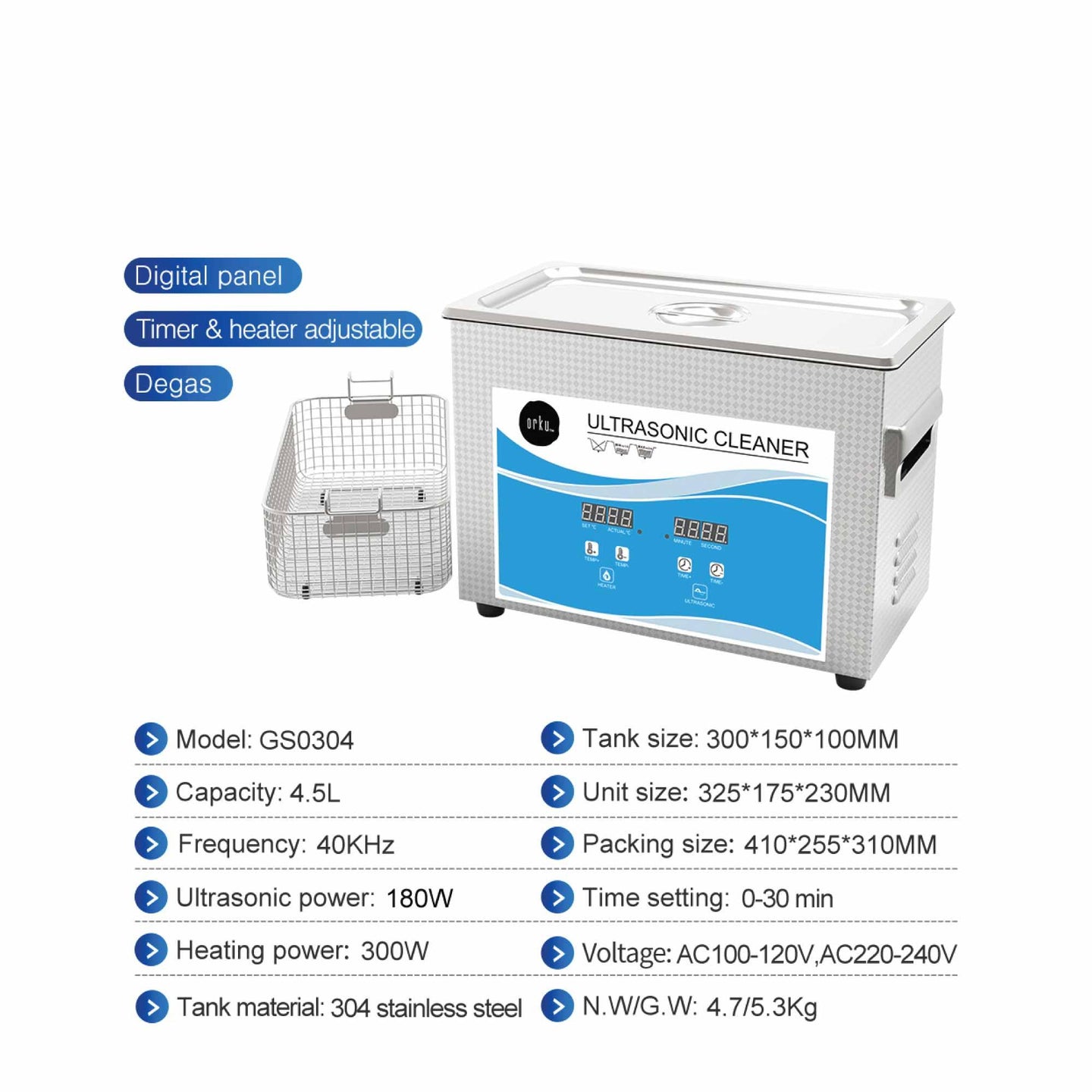 Buy 4.5L Digital Ultrasonic Cleaner - Ultra Sonic Bath Jewellery Cleaning discounted | Products On Sale Australia