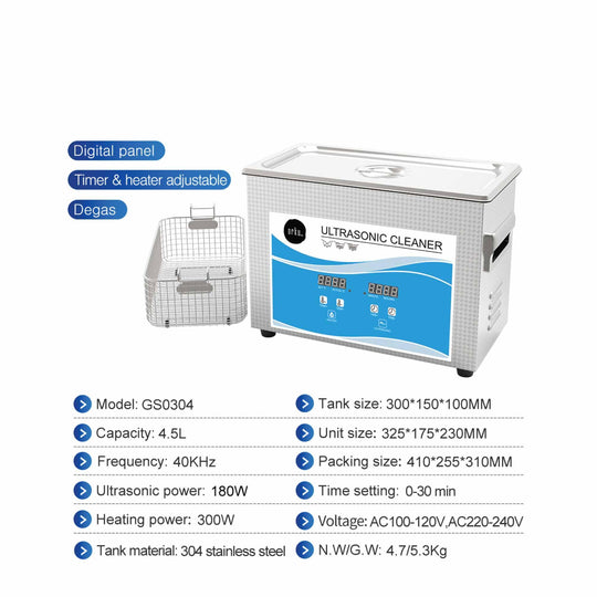 Buy 4.5L Digital Ultrasonic Cleaner - Ultra Sonic Bath Jewellery Cleaning discounted | Products On Sale Australia