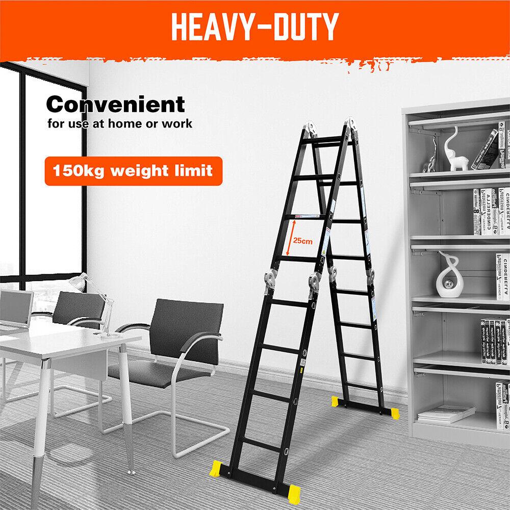 Buy 4.7M Multi Purpose Ladder Aluminium Folding Platform Extension Step Non-Slip Au discounted | Products On Sale Australia