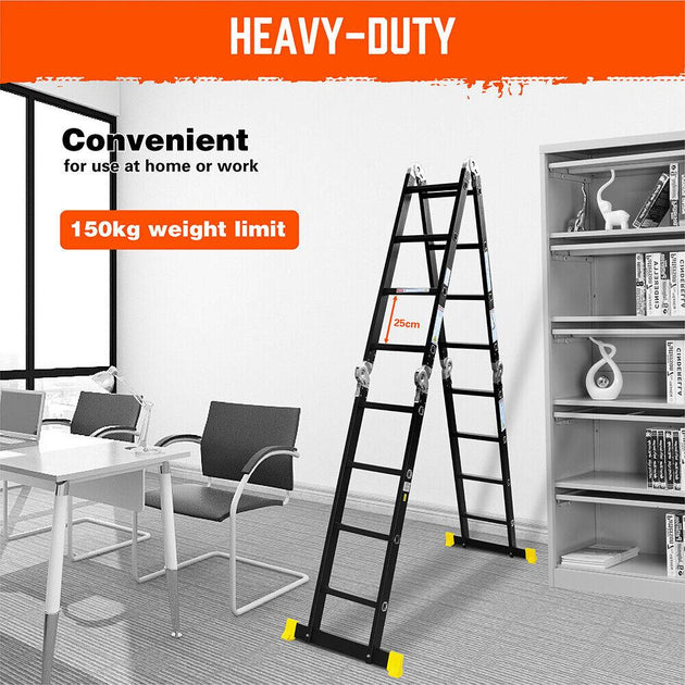 Buy 4.7M Multi Purpose Ladder Aluminium Folding Platform Extension Step Non-Slip Au discounted | Products On Sale Australia