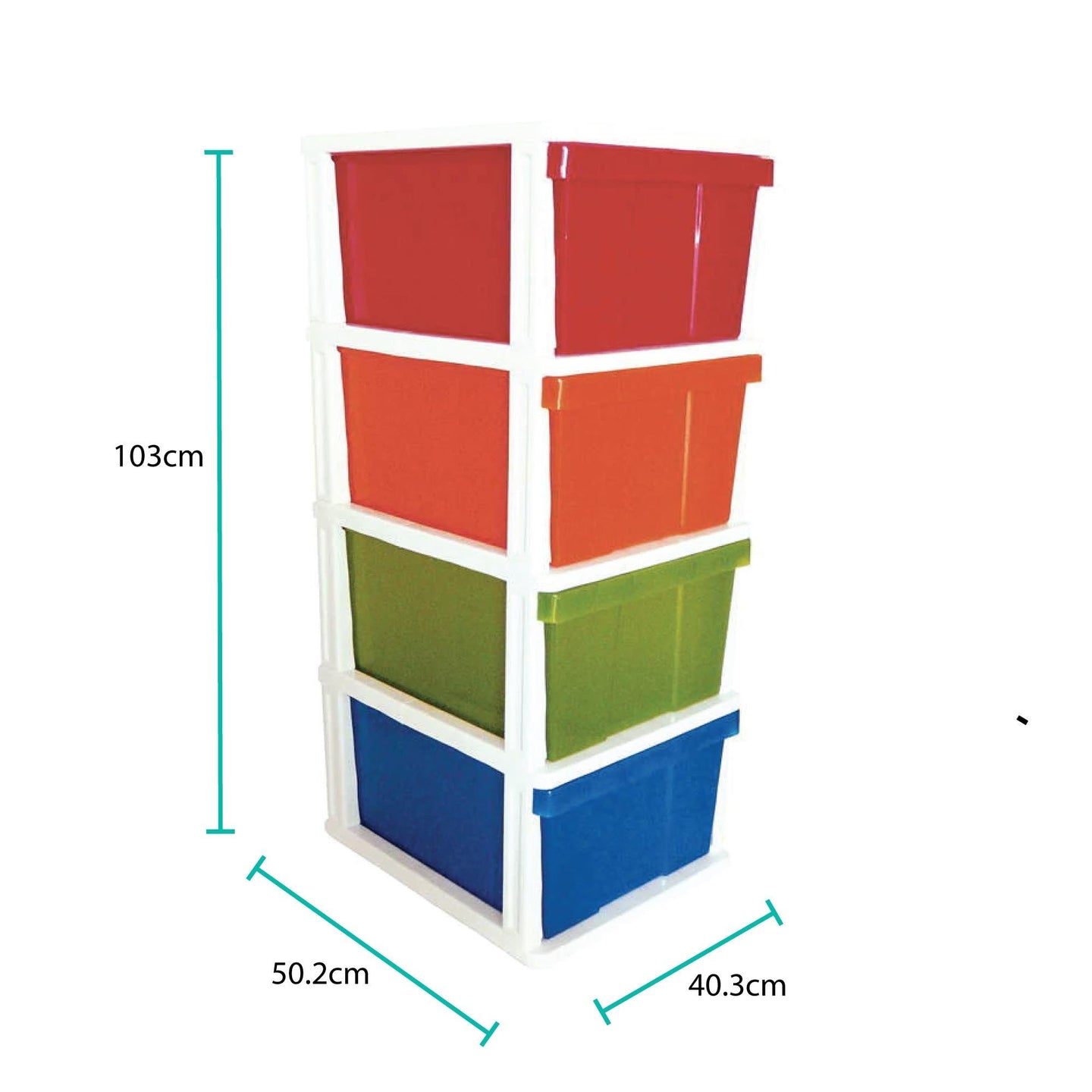 Buy 4 Drawer Multicolour Plastic Storage Unit 50x40x100cm Tallboy Cabinet Container discounted | Products On Sale Australia