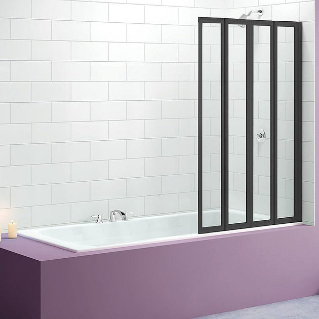 Buy 4 Fold Black Folding Bath Shower Screen Door Panel 1000 x 1400mm discounted | Products On Sale Australia