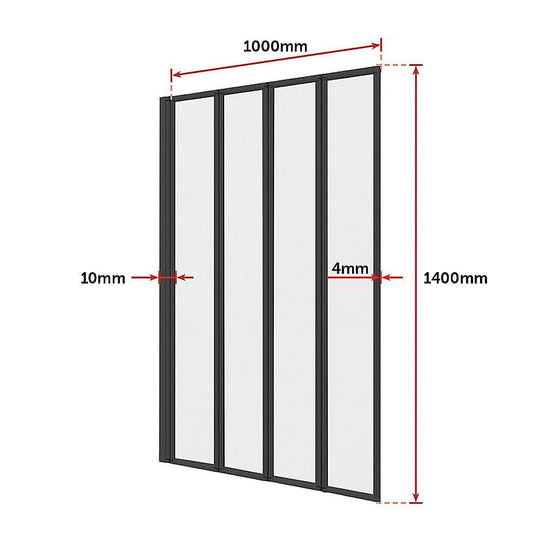 Buy 4 Fold Black Folding Bath Shower Screen Door Panel 1000 x 1400mm discounted | Products On Sale Australia