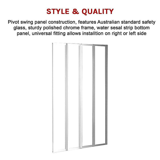 Buy 4 Fold Chrome Folding Bath Shower Screen Door Panel 1000 x 1400mm discounted | Products On Sale Australia