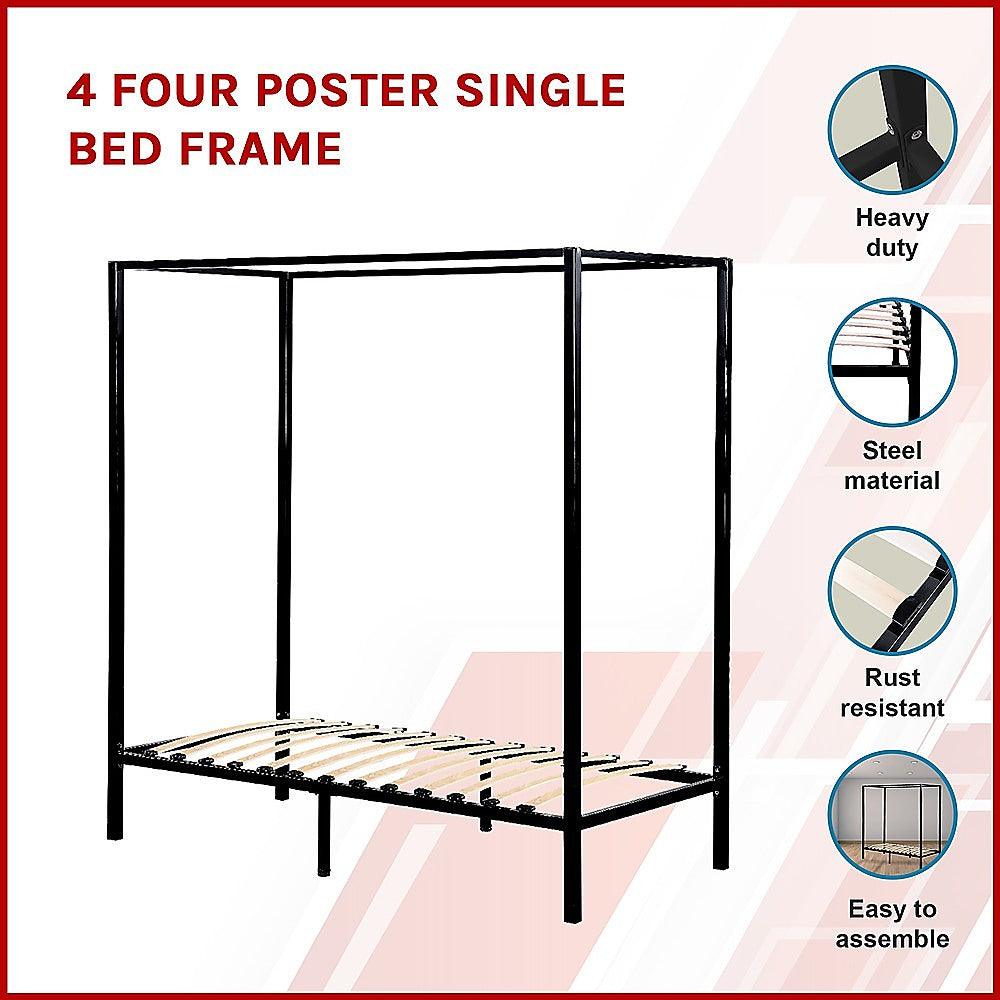 Buy 4 Four Poster Single Bed Frame discounted | Products On Sale Australia