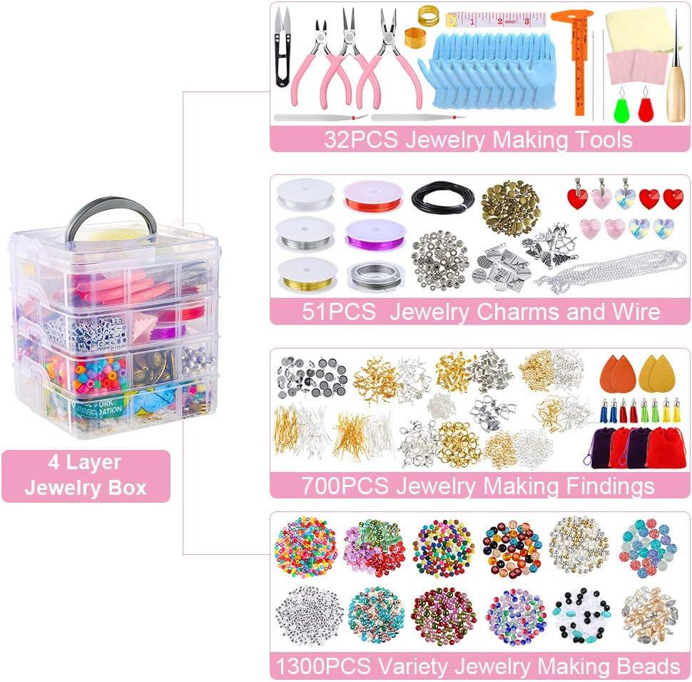 Buy 4-layer 2880Pcs Beads Charms Findings Beading Wire Kit For DIY Bracelets Necklace Earrings Deluxe Jewelry Making Supplies Kit discounted | Products On Sale Australia