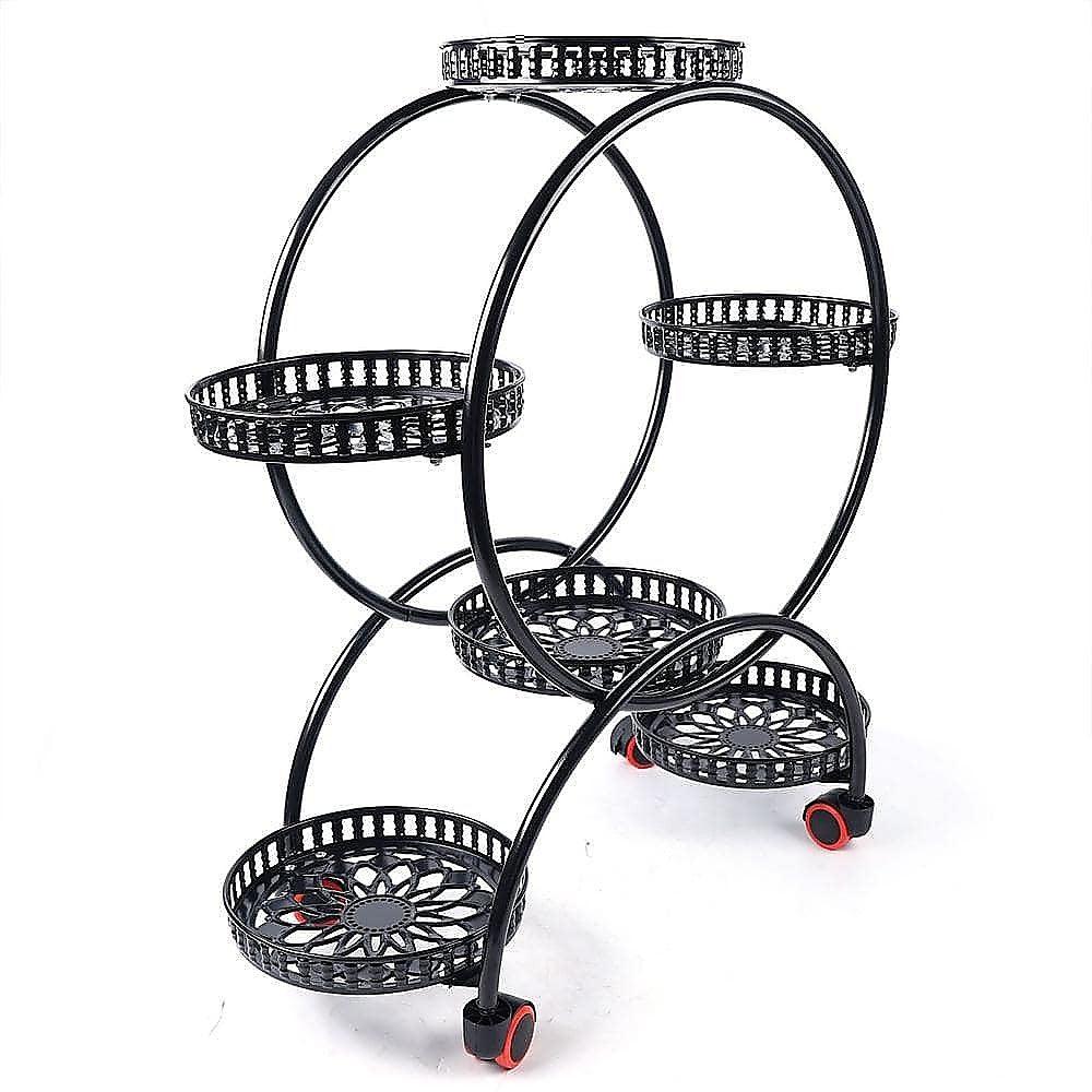 Buy 4 Layer 6 Pots Flower Holder Plant Stand Shelf 4-Wheel Free Moving Rack discounted | Products On Sale Australia