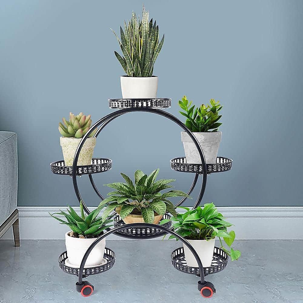 Buy 4 Layer 6 Pots Flower Holder Plant Stand Shelf 4-Wheel Free Moving Rack discounted | Products On Sale Australia