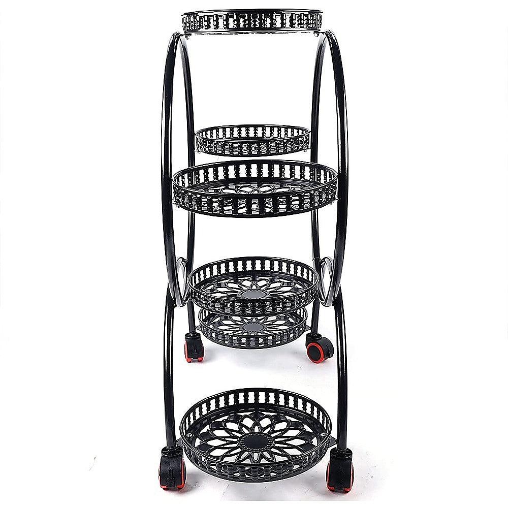 Buy 4 Layer 6 Pots Flower Holder Plant Stand Shelf 4-Wheel Free Moving Rack discounted | Products On Sale Australia