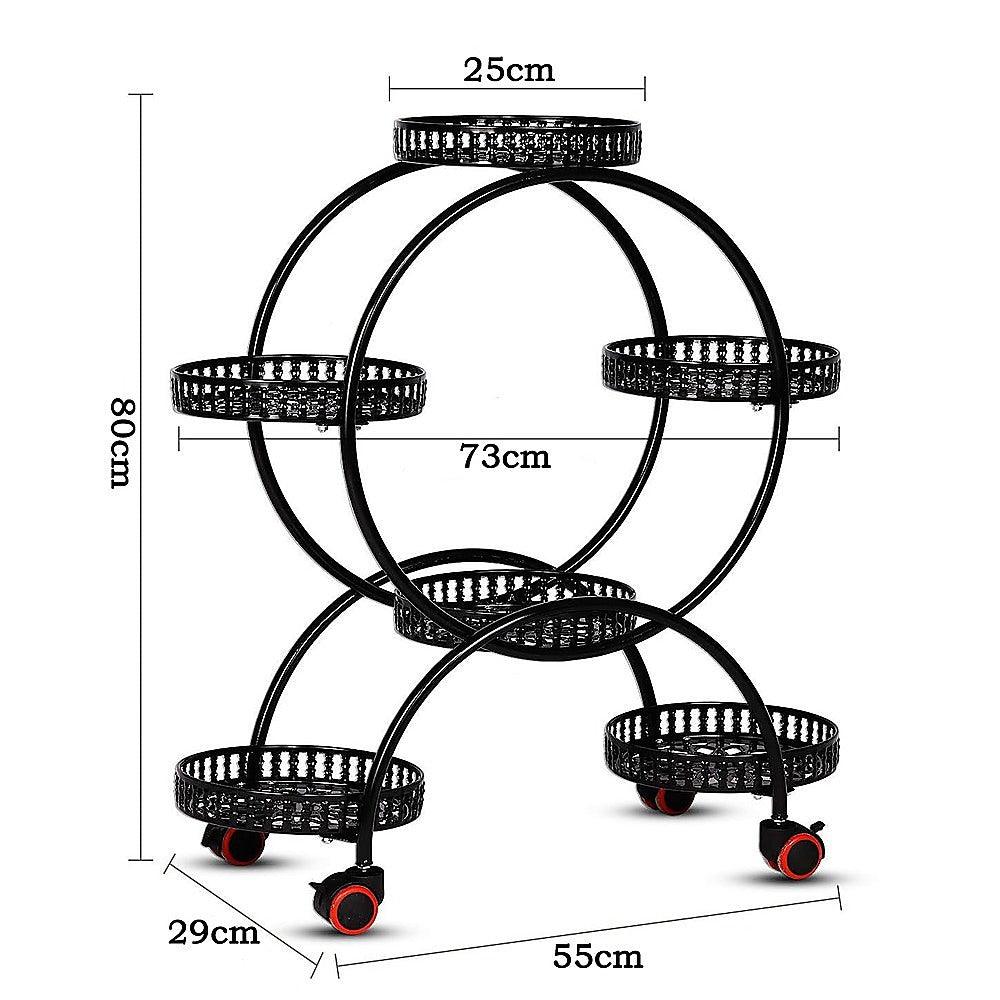 Buy 4 Layer 6 Pots Flower Holder Plant Stand Shelf 4-Wheel Free Moving Rack discounted | Products On Sale Australia