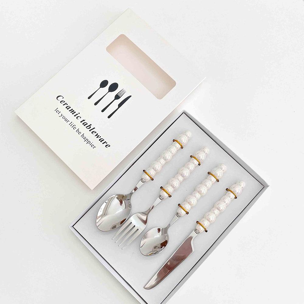 Buy 4 Piece Stainless Steel Pearl Handle Flatware Cutlery Set Come with Giftbox discounted | Products On Sale Australia