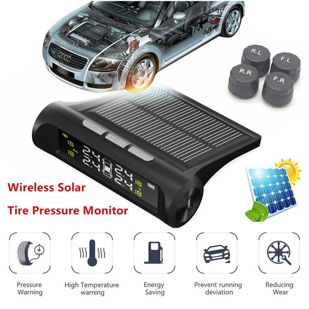 4 Sensor Solar Wireless TPMS Car Tire Tyre Pressure System Monitoring External Products On Sale Australia | Auto Accessories > Tools Category