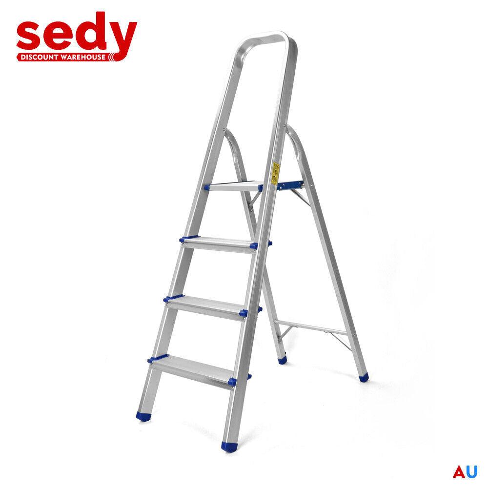 Buy 4 Step Ladder Multi Purpose Foldable Folding Aluminium Home Office Shop discounted | Products On Sale Australia