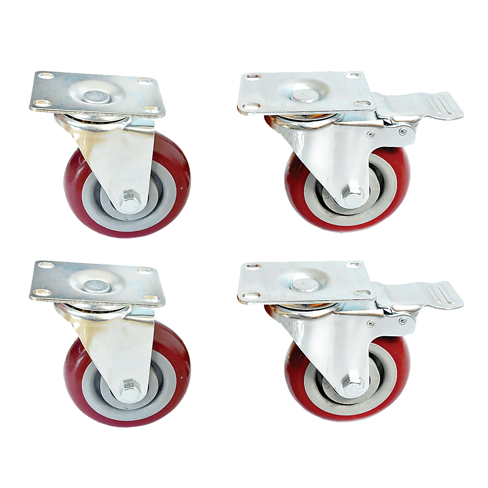 Buy 4 x 4" Heavy Duty PU Swivel Castor Wheels With Brake discounted | Products On Sale Australia