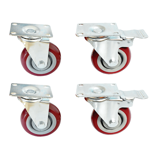 Buy 4 x 4" Heavy Duty PU Swivel Castor Wheels With Brake discounted | Products On Sale Australia