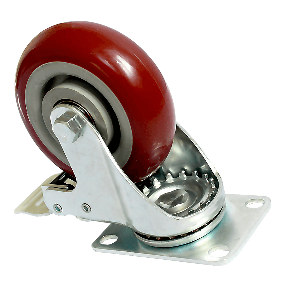 Buy 4 x 4" Heavy Duty PU Swivel Castor Wheels With Brake discounted | Products On Sale Australia