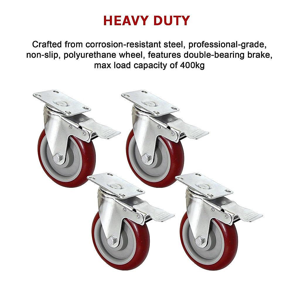 Buy 4 X 5" Heavy Duty 400kg Swivel Castor Wheels Trolley Furniture Caster All Brake discounted | Products On Sale Australia