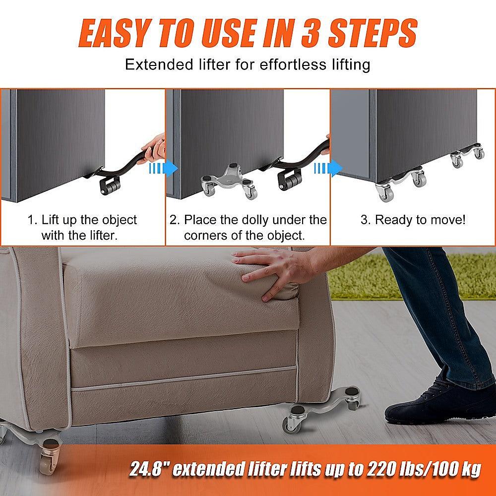 Buy 4 X All-purpose Dolly Metal Heavy Duty Furniture Mover Slider Set discounted | Products On Sale Australia